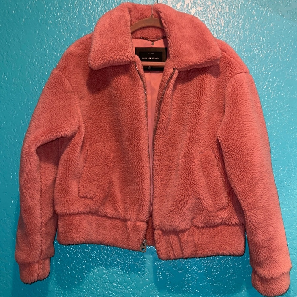 Lucky brand pink fur jacket